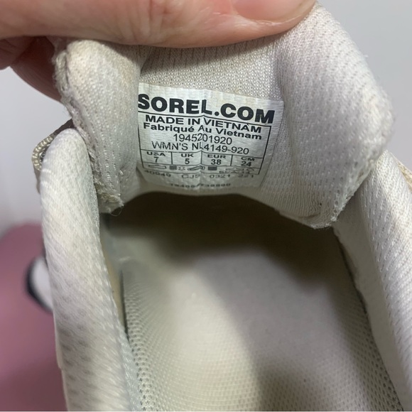 Sorel Kinetic Rnegd Strap Sneakers Breathable Mesh Fawn Sea Salt Women size 7 - Picture 8 of 10